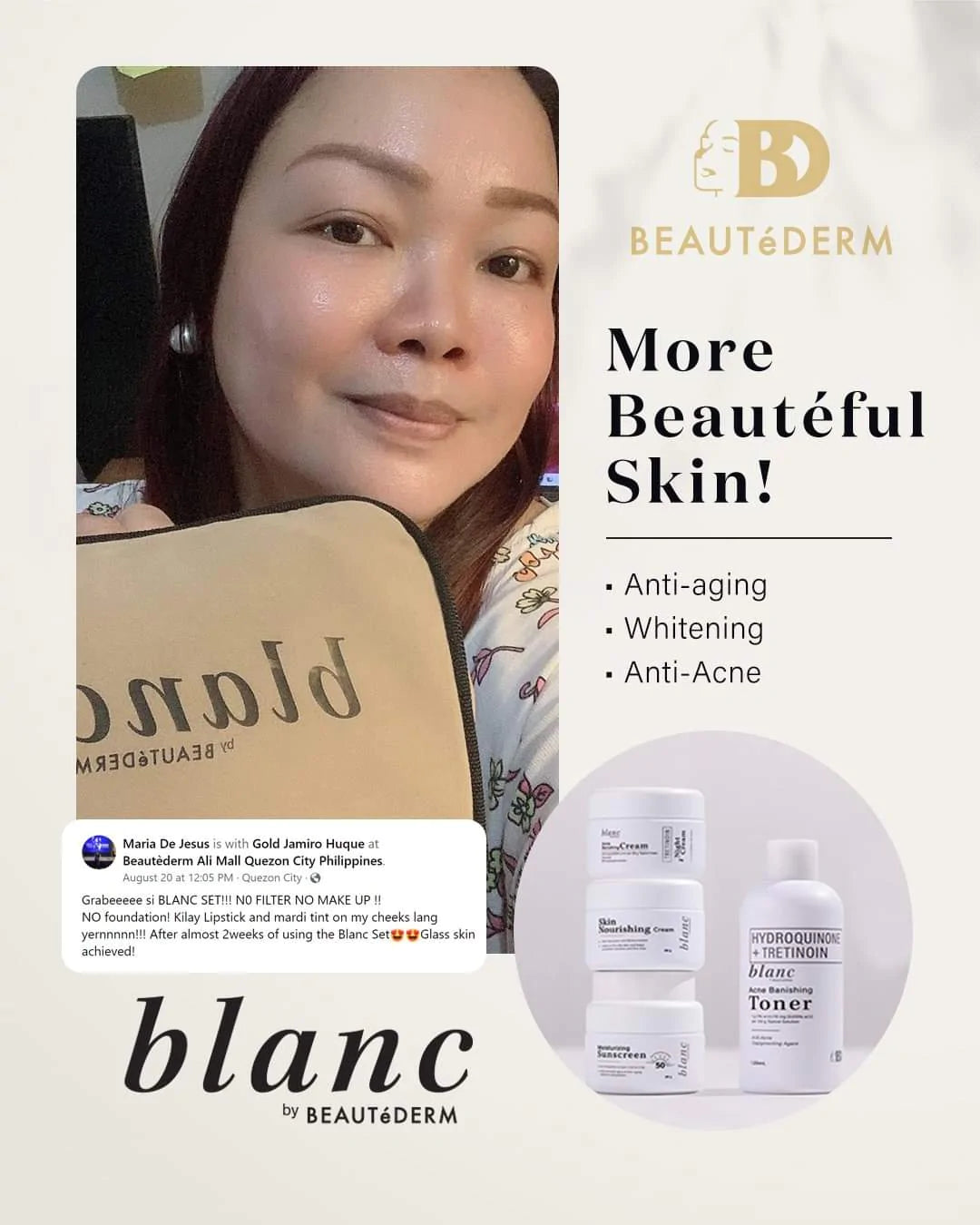 Blanc Trial Set (60ml toner and 10gram creams, 1 month use) with FREEBIES