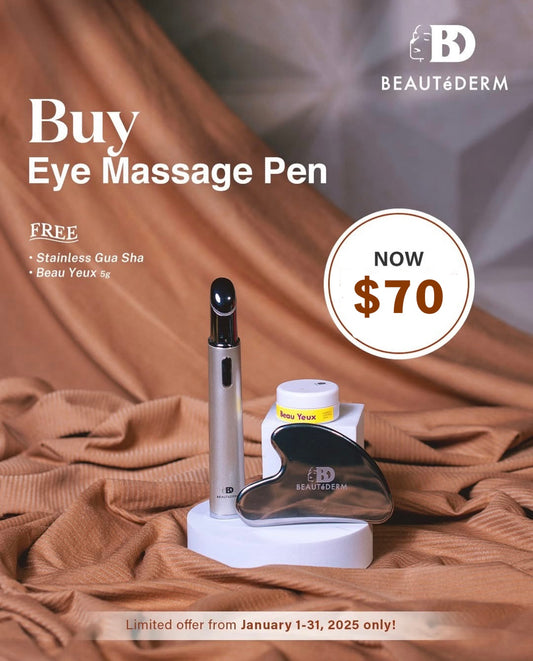 Eye Massage Pen with FREE Stainless Gua Sha and 5gm Beau Yeux Undereye Cream