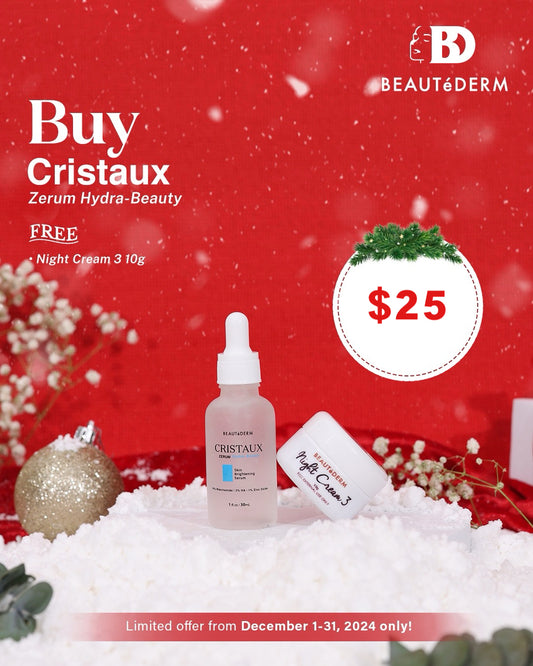 Cristaux Zerum Hydra-beauty Skin Brightening Serum 30ML with FREE Night Cream 3 (10gm)