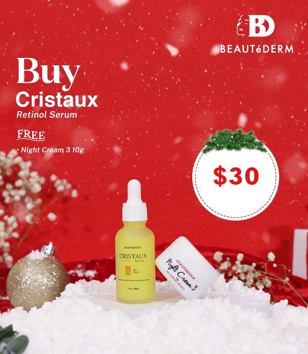 Cristaux Retinol Serum 30ml with FREE Night cream 2 (10grams)