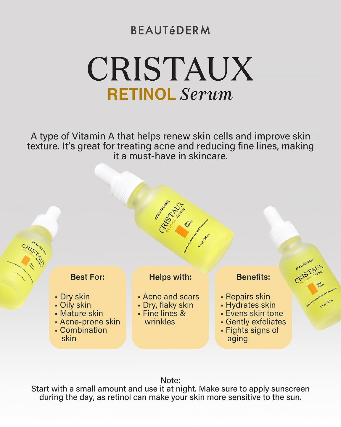 Cristaux Retinol Serum 30ml with FREEBIE